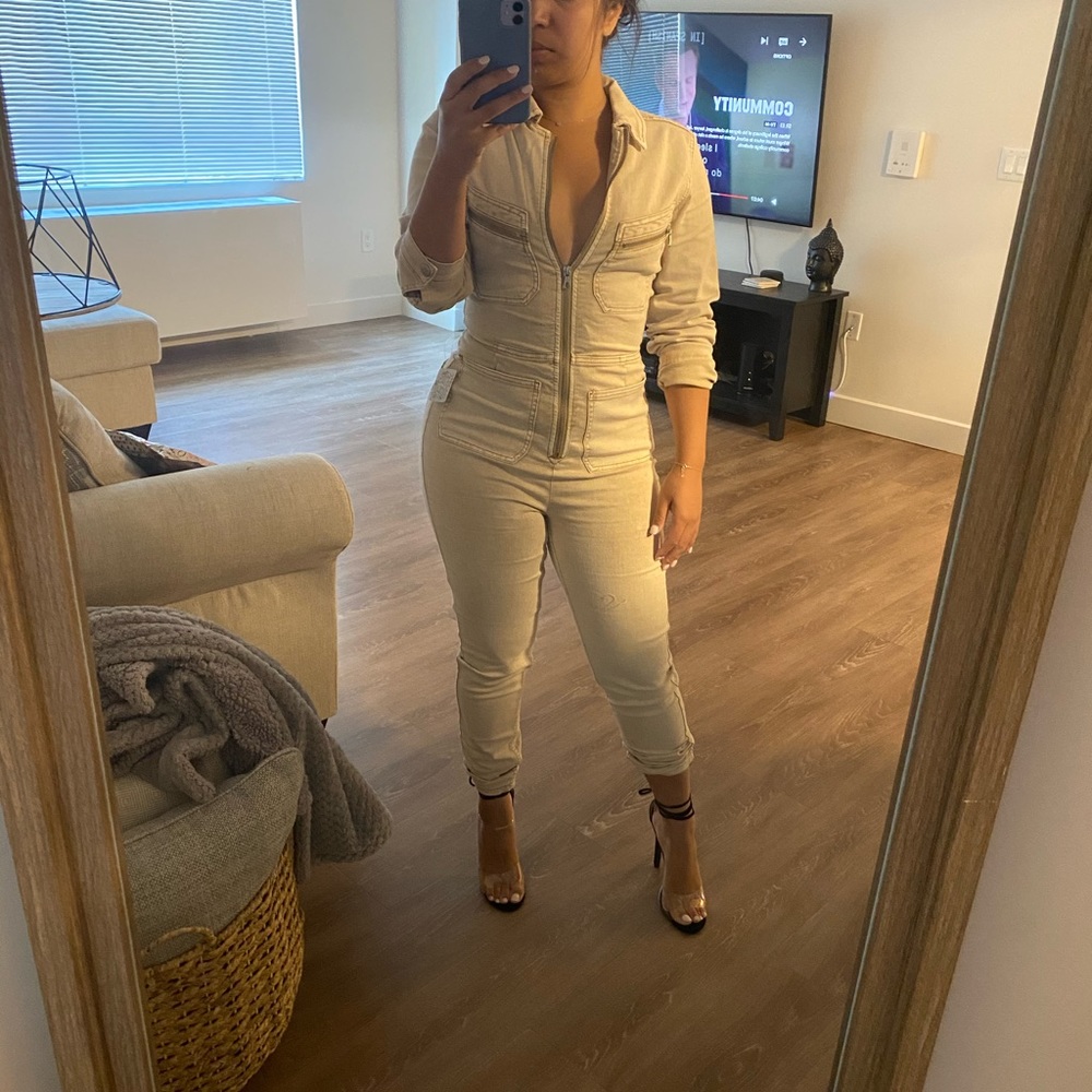 Utility-inspired and extra flattering, denim jumpsuit